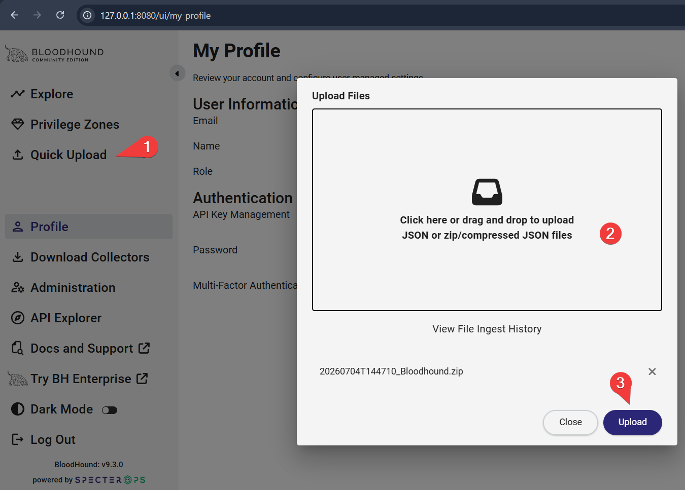 Uploading BloodHound data zip