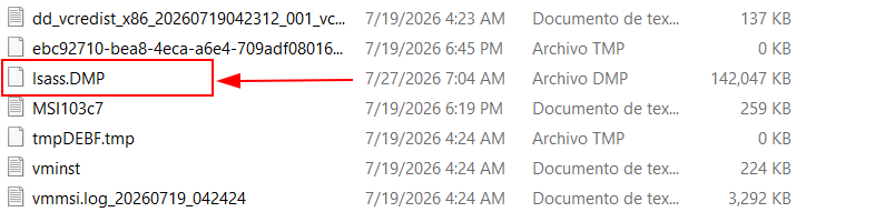 LSASS .DMP file in temp folder