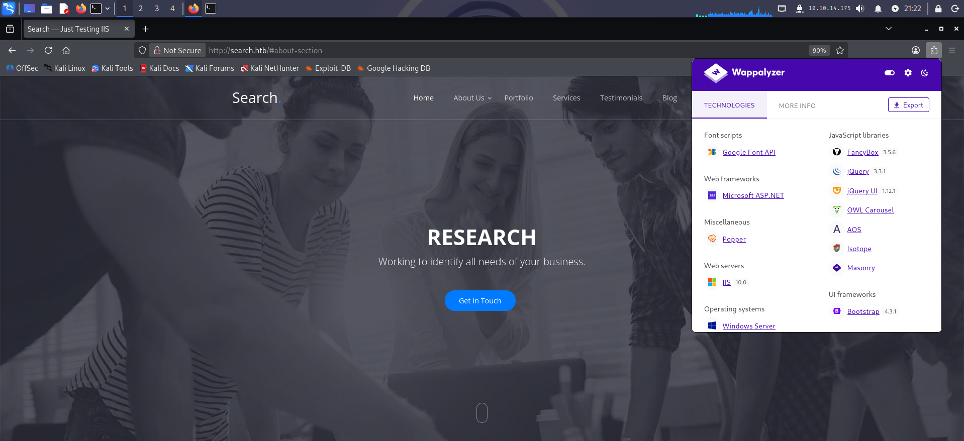Main page of Search's corporate website