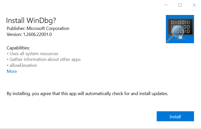 WinDbg installer