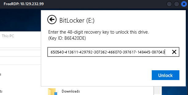 Entering BitLocker Recovery Key
