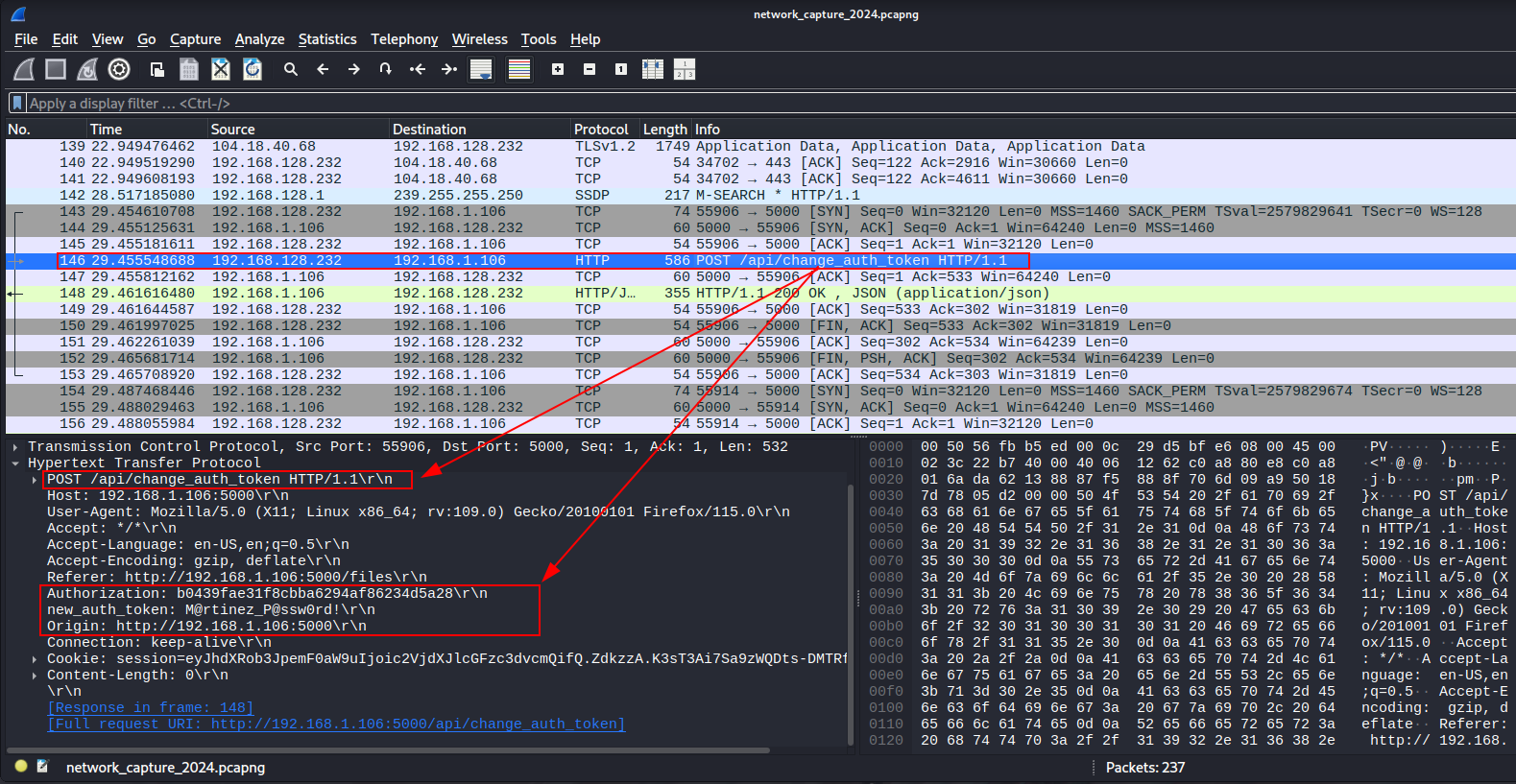 Inspecting PCAP in Wireshark